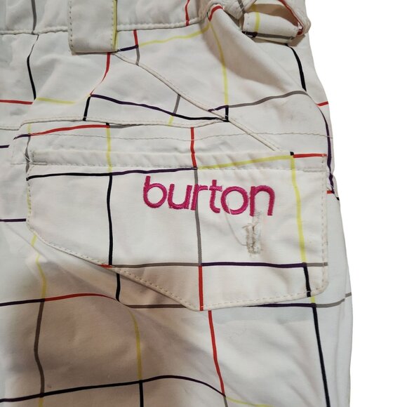 Burton Womens White Multicolor Grid Snowboard Pants M - Picture 3 of 4